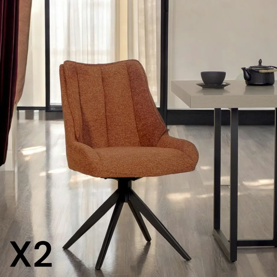 IENA Chaises Capitonnées|Chaises Velours|Chaise blanche pivotante en velours texturé (lot de 2)