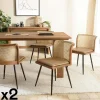 TIM Meubles De Cuisine·Chaises|Chaises En Bois|Chaise bois et cannage assise cuir havane (lot de 2)