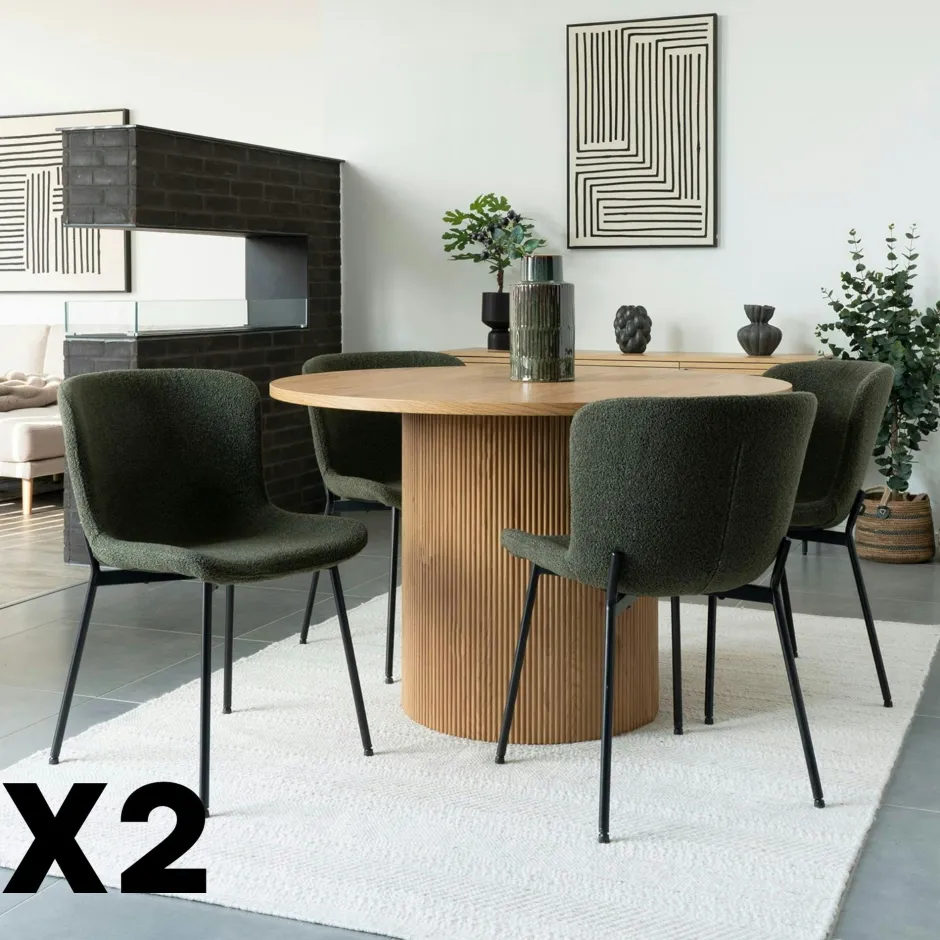 SAVONE Meubles De Cuisine·Chaises|Chaises Contemporaines|Chaise bouclette beige pieds noirs montants (lot de 2)