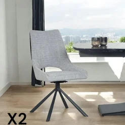 LIGURIE Meubles De Cuisine·Chaises|Chaises Capitonnées|Chaise contemporaine pivotante beige (lot de 2)