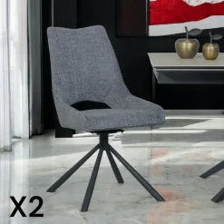 LIGURIE Meubles De Cuisine·Chaises|Chaises Capitonnées|Chaise contemporaine pivotante grise (lot de 2)