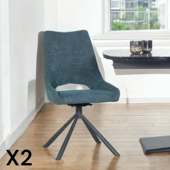 LIGURIE Chaises Capitonnées|Chaises Contemporaines|Chaise contemporaine pivotante lagon (lot de 2)