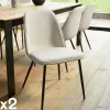 TIM Chaises Capitonnées|Chaises Contemporaines|Chaise contemporaine tissu écru dossier droit (lot de 2)