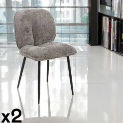 IENA Meubles De Cuisine·Chaises|Chaises Capitonnées|Chaise cosy en tissu beige (lot de 2)