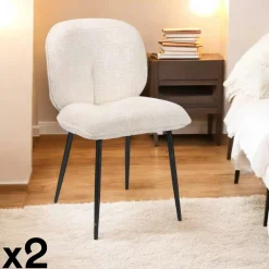IENA Meubles De Cuisine·Chaises|Chaises Capitonnées|Chaise cosy en tissu beige (lot de 2)