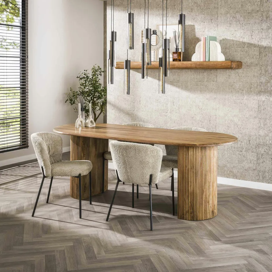 IENA Meubles De Cuisine·Chaises|Chaises Capitonnées|Chaise cosy en tissu beige (lot de 2)