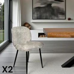 IENA Chaises Capitonnées|Chaises Contemporaines|Chaise cosy en tissu gris (lot de 2)