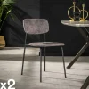Melbourne Chaises Contemporaines|Meubles De Cuisine·Chaises|Chaise d'écolier en velours gris (lot de 2)