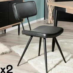 Melbourne Chaises Contemporaines|Meubles De Cuisine·Chaises|Chaise d'écolier en velours gris (lot de 2)