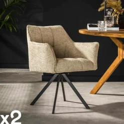 Melbourne Univers Déco·Design Contemporain|Chaises Bouclettes|Chaise de bar confortable en bouclette sable avec fonction pivotante (lot de 2)