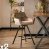 Melbourne Univers Déco·Design Contemporain|Chaise de bar confortable en velours cannelle avec fonction pivotante (lot de 2)