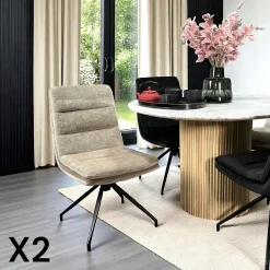 Melbourne Univers Déco·Design Contemporain|Chaise de bar confortable en velours cannelle avec fonction pivotante (lot de 2)