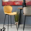 Melbourne Tabourets De Bar En Velours|Chaise de bar en velours jaune style moderne (lot de 2)