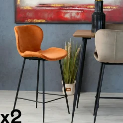 Melbourne Univers Déco·Design Contemporain|Tabourets De Bar En Velours|Chaise de bar en velours sable (lot de 2)
