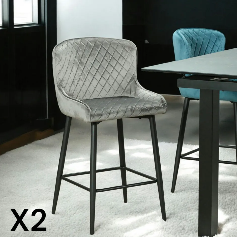 Melbourne Univers Déco·Design Contemporain|Tabourets De Bar En Velours|Chaise de bar en velours sable (lot de 2)