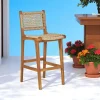 MENDOZA Chaises De Jardin|Chaise de bar jardin en teck et résine tressée