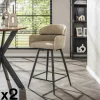 GALWAY Univers Déco·Design Contemporain|Chaise de bar pivotante en bouclette beige (lot de 2)