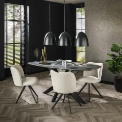 GALWAY Univers Déco·Design Contemporain|Chaise de bar pivotante en bouclette beige (lot de 2)