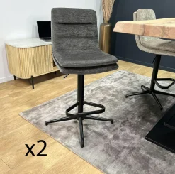 PALERME Chaises Bouclettes|Chaise de bar tissu bouclettes sable réglable en hauteur (lot de 2)