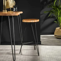 TIM Tabourets De Bar En Velours|Chaise de bar velours beige (lot de 2)