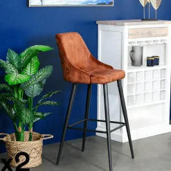 MALMOE Univers Déco·Classique Chic|Tabourets De Bar En Velours|Chaise de bar velours gris (lot de 2)