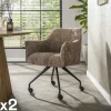 Melbourne Meubles De Bureau·Fauteuils De Bureau|Chaises Capitonnées|Chaise de bureau à roulettes beige chaud (lot de 2)