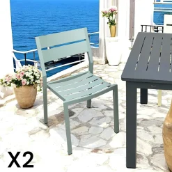 STOCKHOLM Chaises De Jardin|Meubles En Aluminium Brafab|Chaise de jardin avec accoudoirs en aluminium gris ardoise (lot de 2)