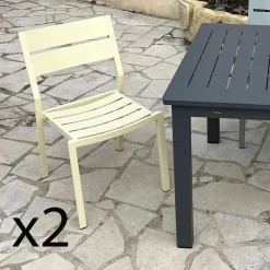 STOCKHOLM Chaises De Jardin|Meubles En Aluminium Brafab|Chaise de jardin avec accoudoirs en aluminium blanc (lot de 2)