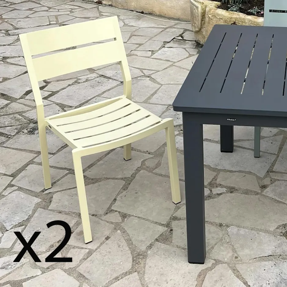 STOCKHOLM Chaises De Jardin|Meubles En Aluminium Brafab|Chaise de jardin avec accoudoirs en aluminium blanc (lot de 2)