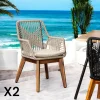 GRENADE Chaises De Jardin|Chaise de jardin beige en corde tressée et pieds bois FSC® (lot de 2)