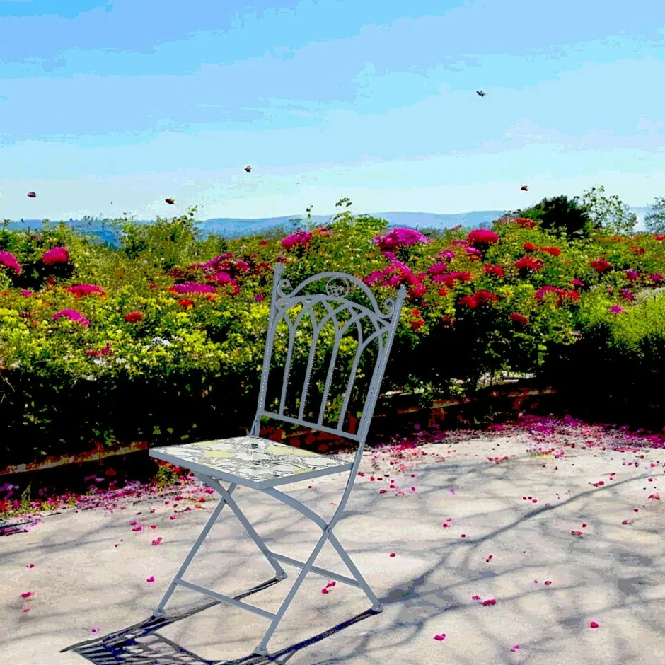 GRENADE Chaises De Jardin|Chaise de jardin bleue décor mosaïque citrons (lot de 2)