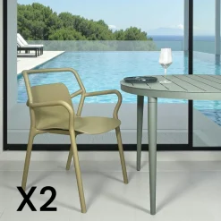PINETO Chaises De Jardin|Chaise de jardin design jaune, empilable (lot de 2)