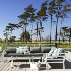 STOCKHOLM Chaises De Jardin|Meubles En Aluminium Brafab|Chaise de jardin en aluminium gris sable (lot de 2)