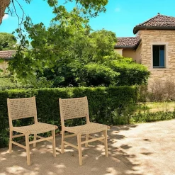 SUMMER Chaises De Jardin|Chaise de jardin en teck tressage couleur naturelle (lot de 2)