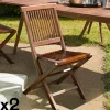 MACAO Chaises De Jardin|Chaise de jardin en teck massif huilé (lot de 2)