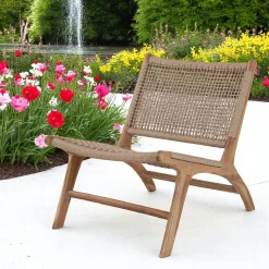 MENDOZA Chaises De Jardin|Chaise de jardin en teck avec assise en corde