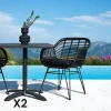 IBIZA Chaises De Jardin|Meubles De Cuisine·Chaises|Chaise de jardin noire en rotin synthétique avec accoudoirs et coussin d'assise (lot de 2)
