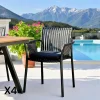 MENDOZA Chaises De Jardin|Chaise de jardin noire (lot de 4)