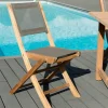 SUMMER Chaises De Jardin|Chaise de Jardin pliante teck textilène taupe (lot de 2)