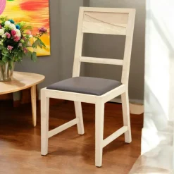 Niagara Chaises En Bois|Chaises Capitonnées|Chaise de repas Hévéa assise mousse 42x50x90cm