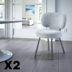 LIGURIE Chaises Contemporaines|Meubles De Cuisine·Chaises|Chaise de salle à manger bleue, assise ronde (lot de 2)