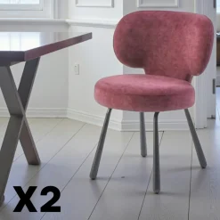 LIGURIE Chaises Contemporaines|Meubles De Cuisine·Chaises|Chaise de salle à manger bleue, assise ronde (lot de 2)