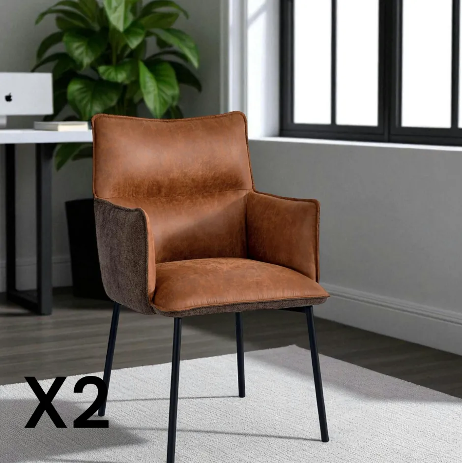 KERALA Meubles De Cuisine·Chaises|Chaises Industrielles|Chaise de salle à manger bi-matière verte (lot de 2)