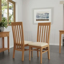 CRUZ Chaises Scandinaves|Chaises En Bois|Chaise de salle à manger en bois de chêne et tissu, dossier croisé (lot de 2)