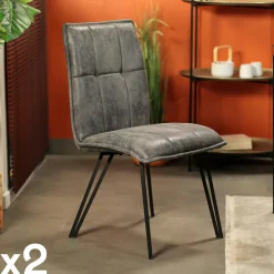 MALMOE Meubles De Cuisine·Chaises|Chaises Contemporaines|Chaise de salle à manger gris sombre avec pieds épingle (lot de 2)