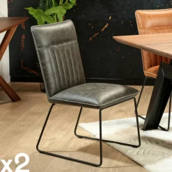 OKA Meubles De Cuisine·Chaises|Chaises Capitonnées|Chaise de salle à manger gris used (lot de 2)