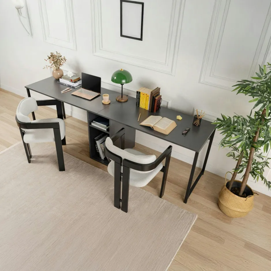 TARAZ Meubles De Cuisine·Chaises|Chaises Velours|Chaise de salle à manger noire motif damier (lot de 2)