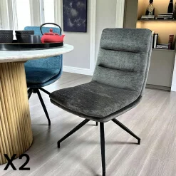 PALERME Meubles De Cuisine·Chaises|Chaises Velours|Chaise de salle à manger pivotante en velours moutarde (lot de 2)