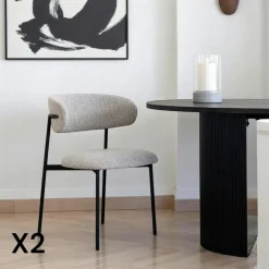 MONTREUX Meubles De Cuisine·Chaises|Chaise de salle à manger sable en bouclette avec dossier arrondi (lot de 2)