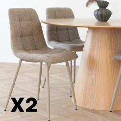 TARAZ Meubles De Cuisine·Chaises|Chaises Contemporaines|Chaise de salle à manger taupe motif damier (lot de 2)